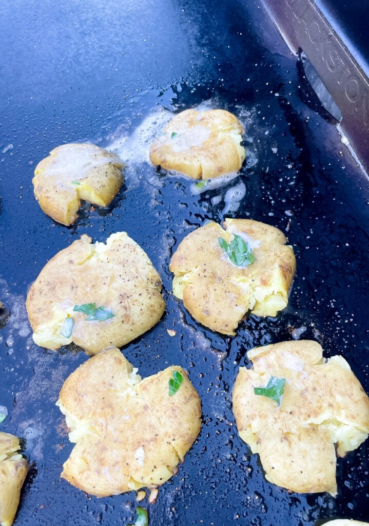 smash potatoes blackstone after smashing